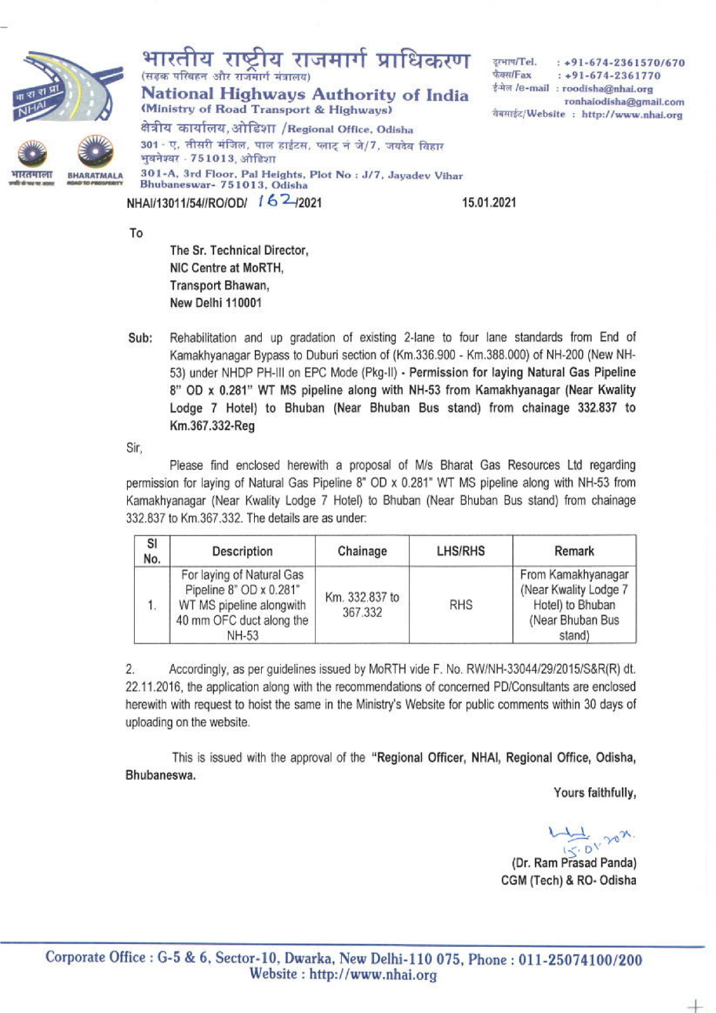 WTMS Pipeline Alongwith | 5.932.857 0 RHS Hotel) to Bhuban 40Mm OFC Duct Along the (Near Bhuban Bus NH-53 Stand)