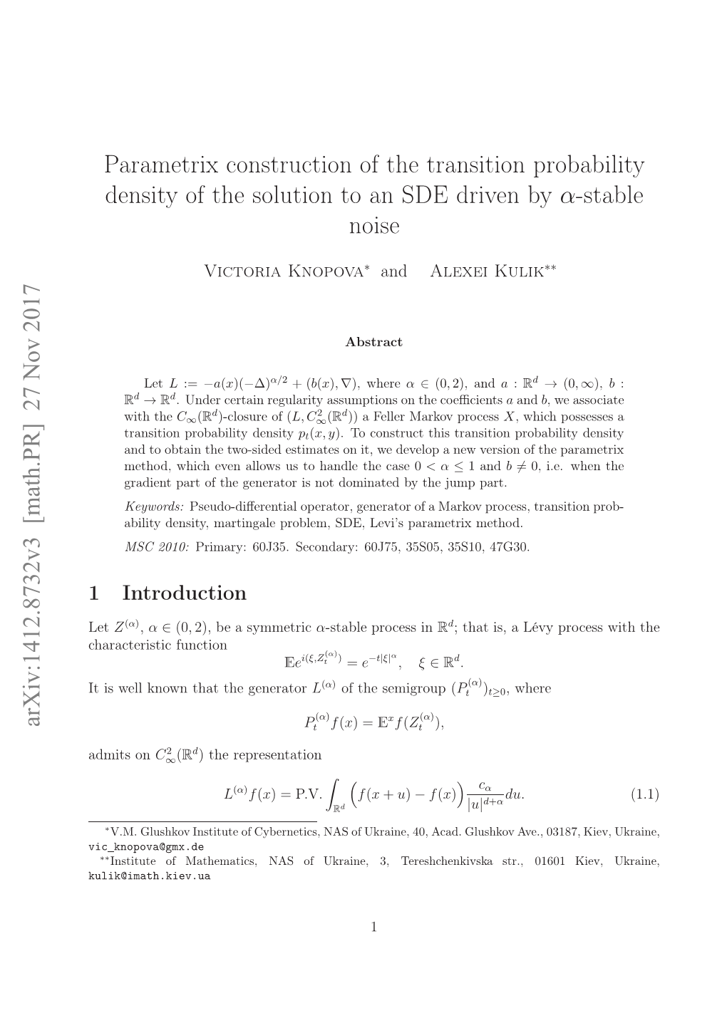 Parametrix Construction of the Transition Probability Density of the Solution to an SDE Driven by $\Alpha $-Stable Noise