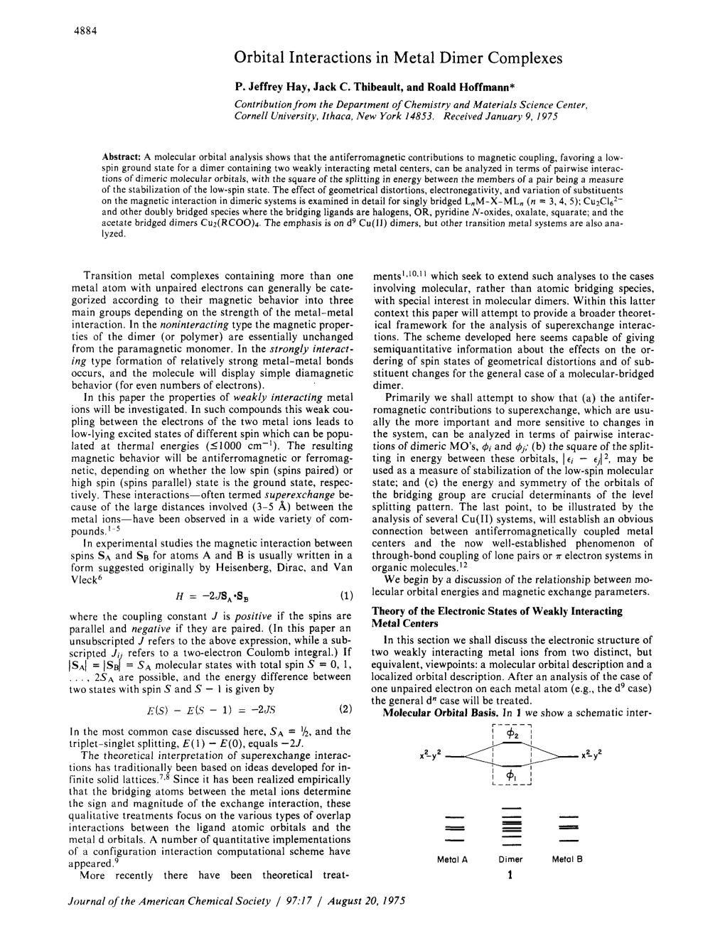 Orbital Interactions in Metal Dimer Complexes