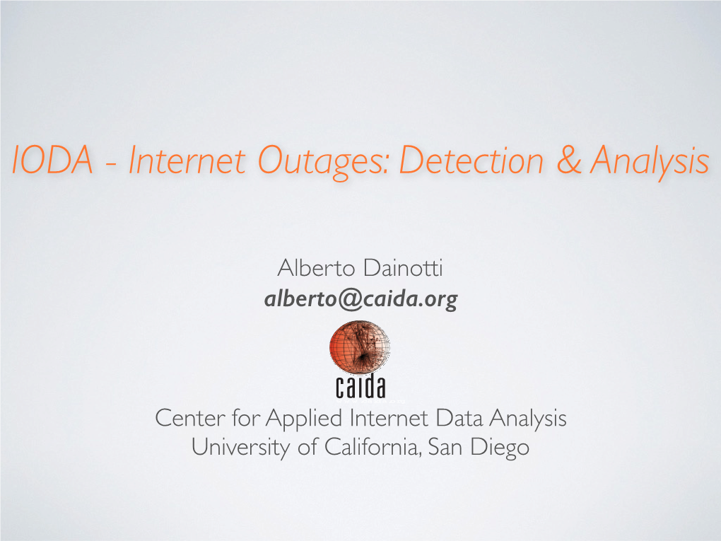 IODA - Internet Outages: Detection & Analysis