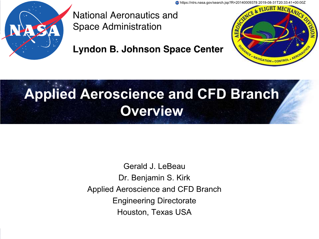 Applied Aeroscience and CFD Branch Overview