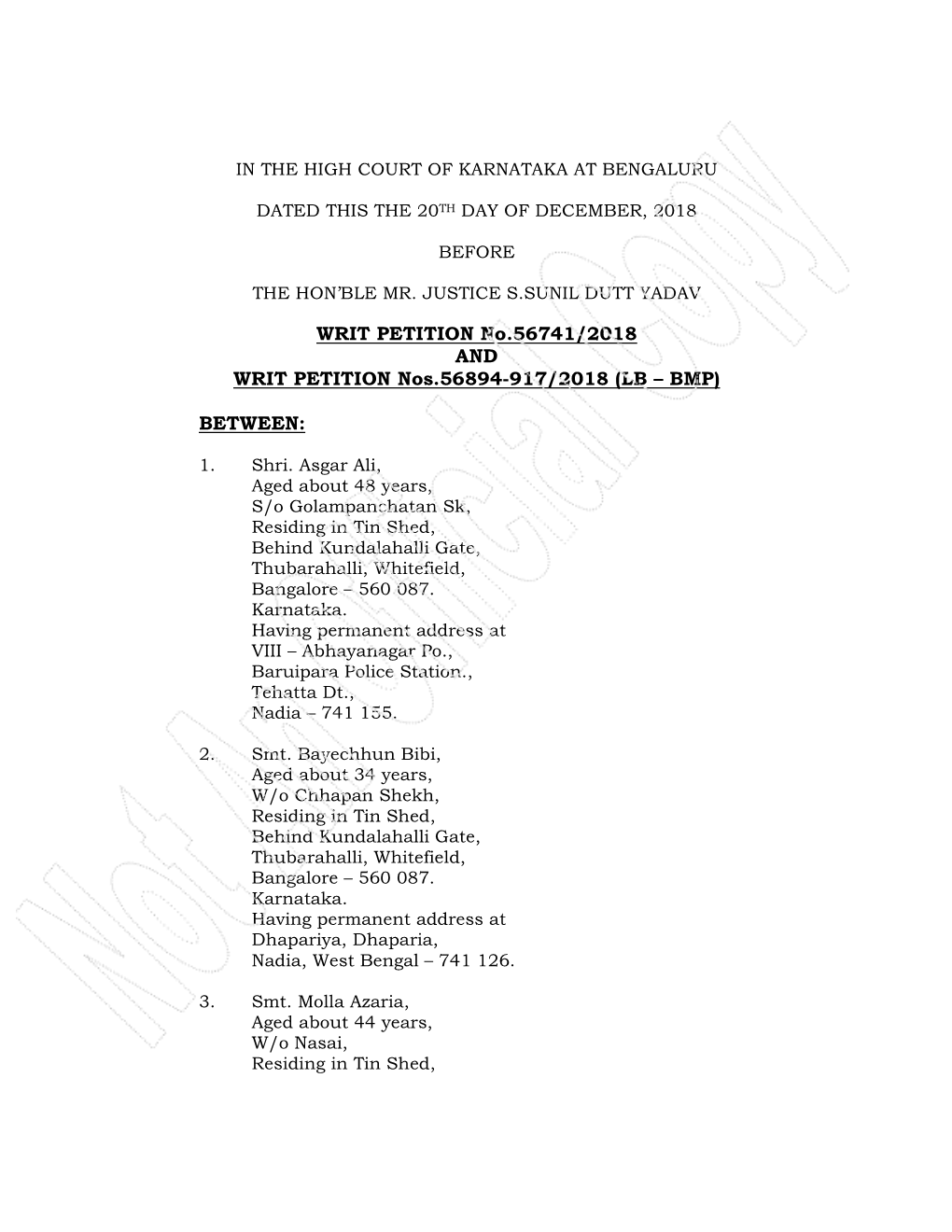 WRIT PETITION No.56741/2018 and WRIT PETITION Nos.56894-917/2018 (LB – BMP)