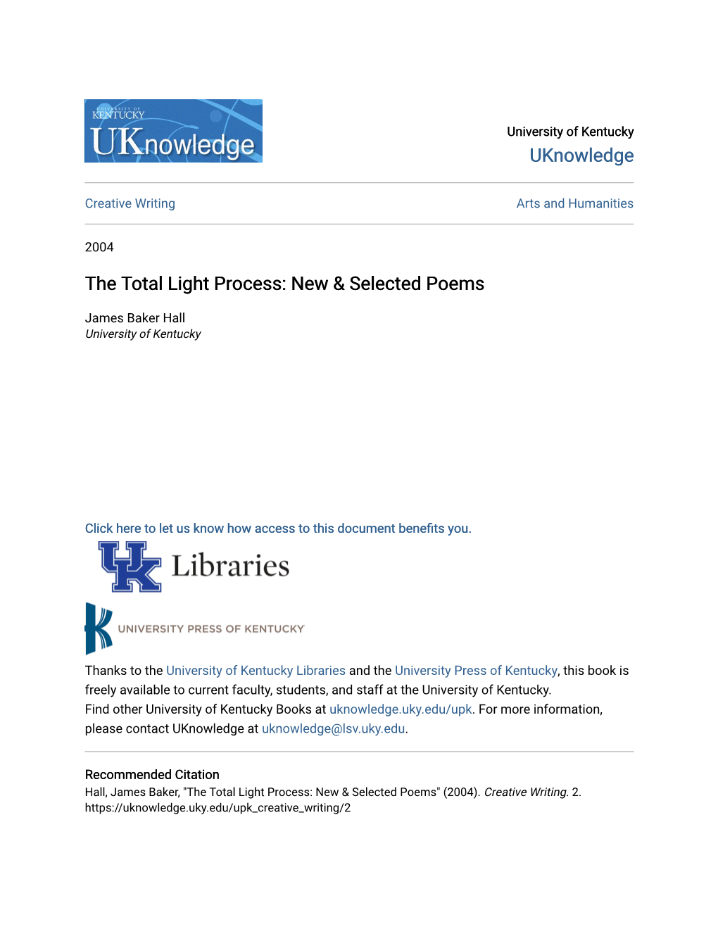 The Total Light Process: New & Selected Poems