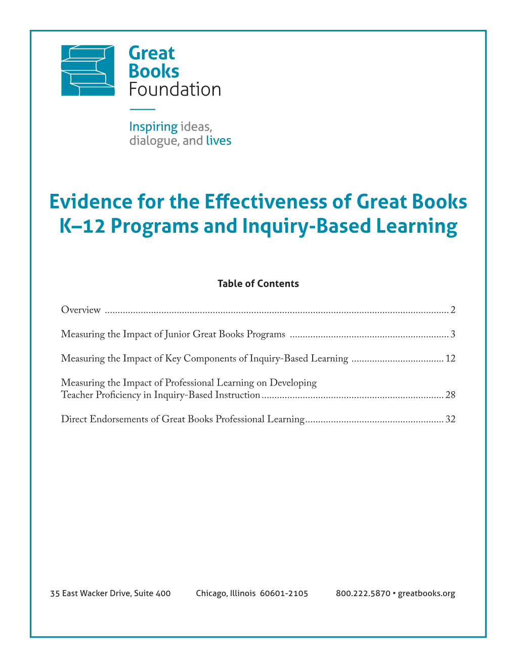 Evidence for the Effectiveness of Great Books K–12 Programs and Inquiry-Based Learning