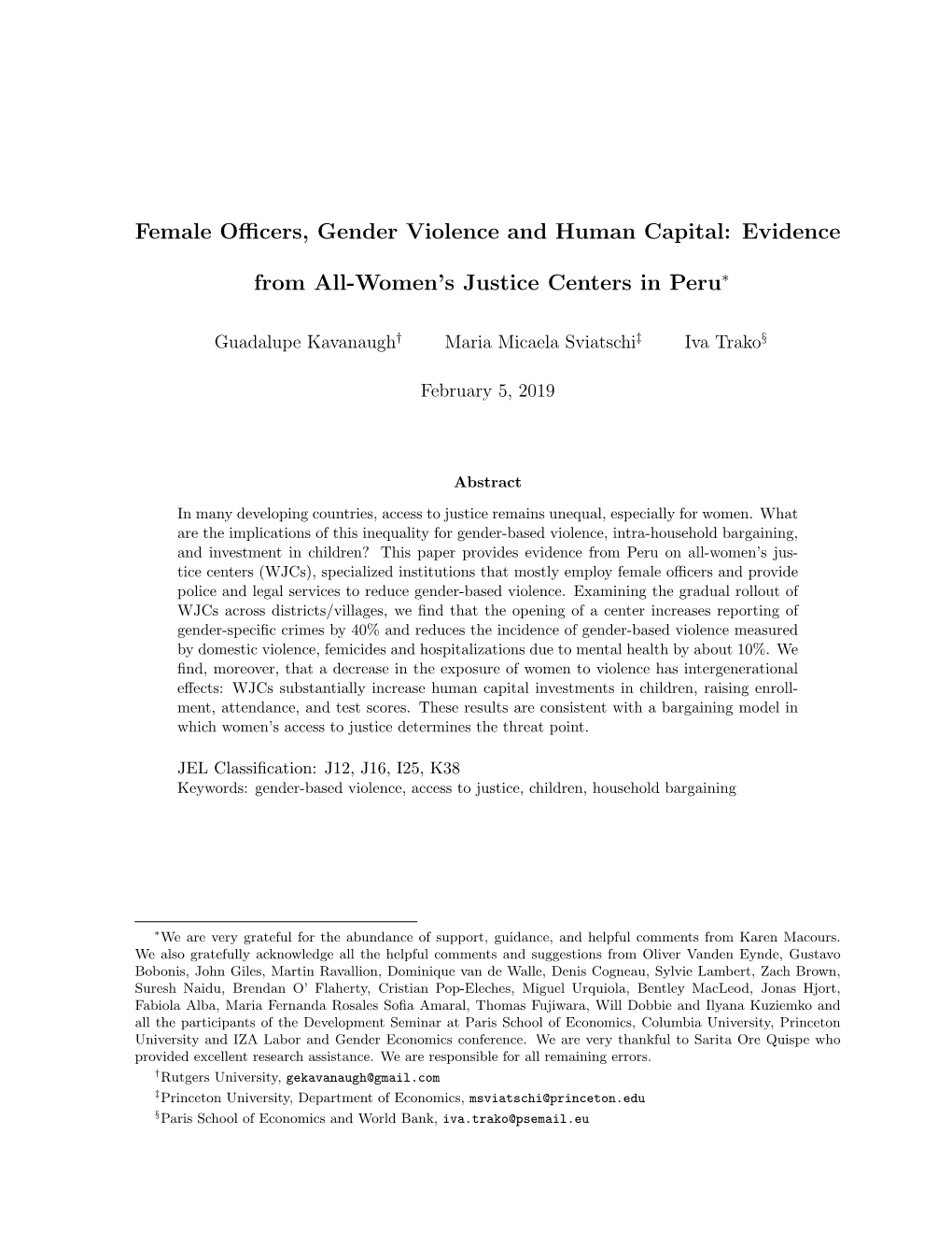 Female Officers, Gender Violence and Human Capital: Evidence from All