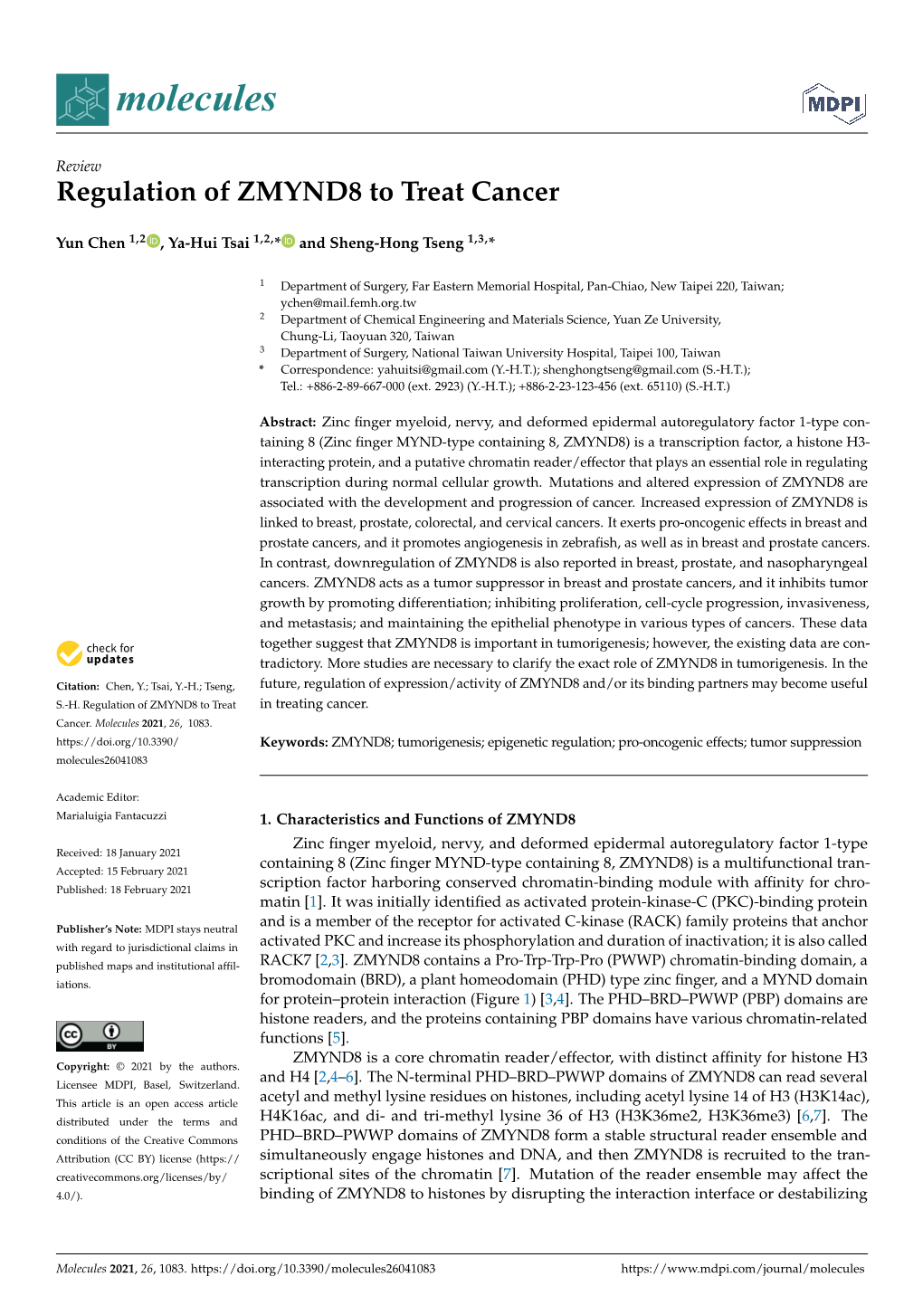 Regulation of ZMYND8 to Treat Cancer