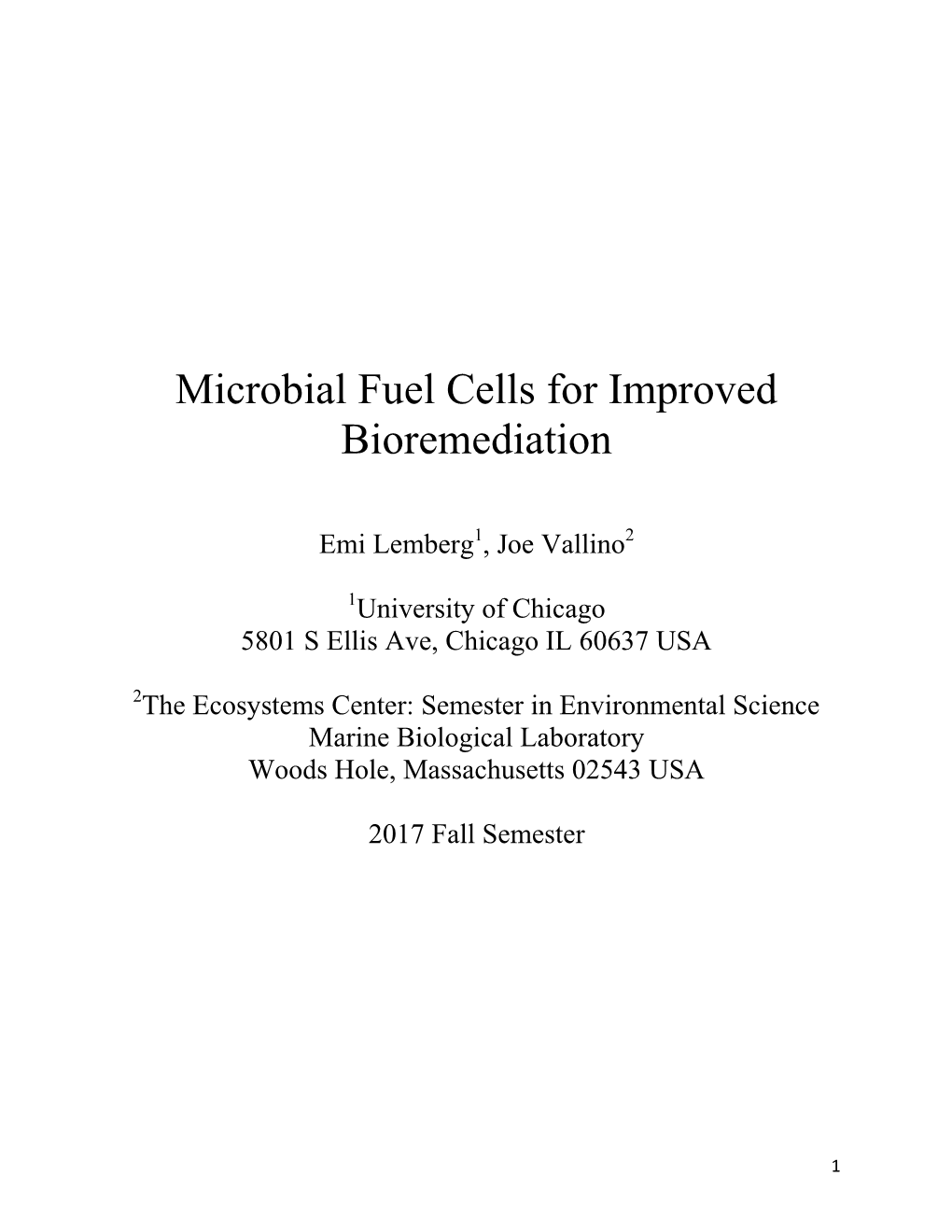 Microbial Fuel Cells for Improved Bioremediation