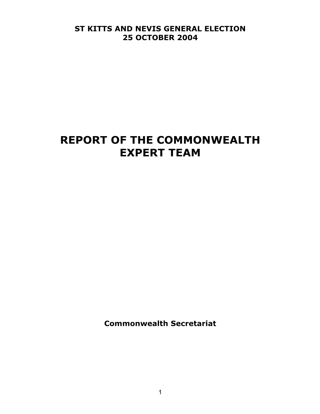 Report of the Commonwealth Expert Team