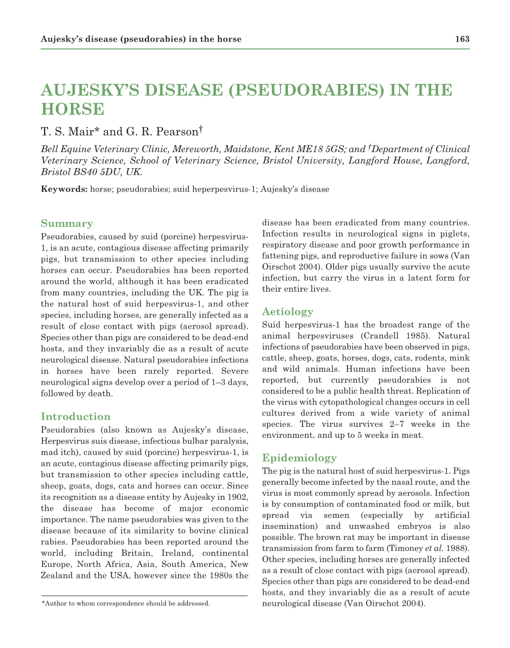 Aujesky's Disease