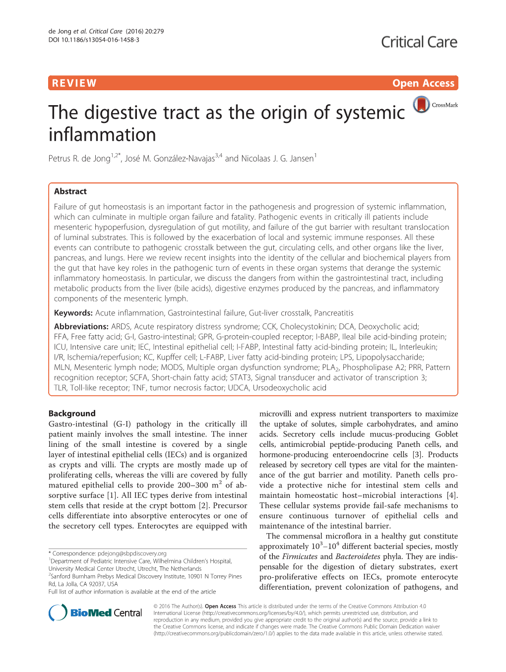 The Digestive Tract As the Origin of Systemic Inflammation Petrus R