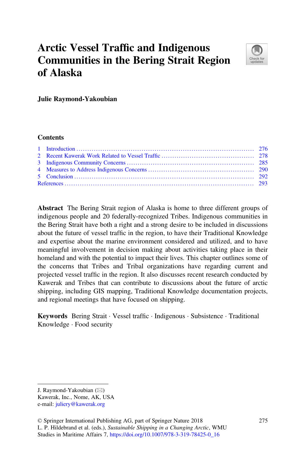 Arctic Vessel Traffic and Indigenous Communities in the Bering Strait