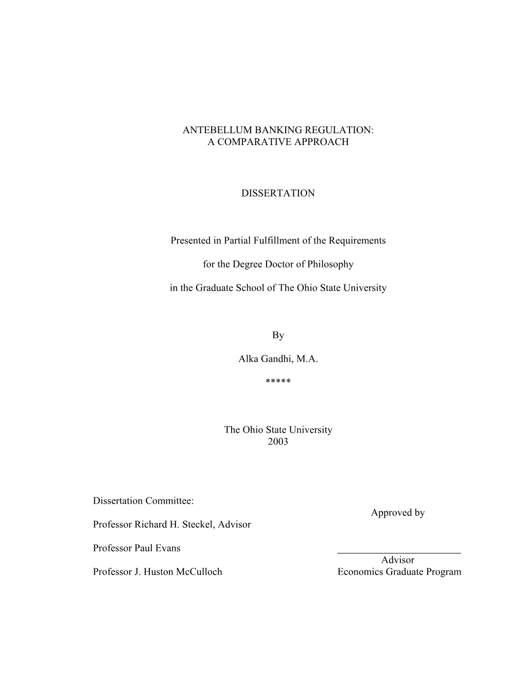 Antebellum Banking Regulation: a Comparative Approach