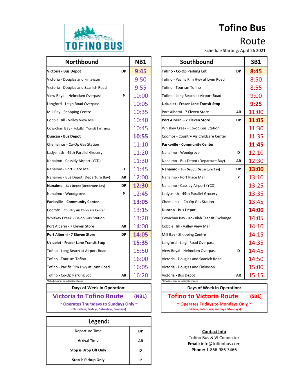 Tofino Bus Route