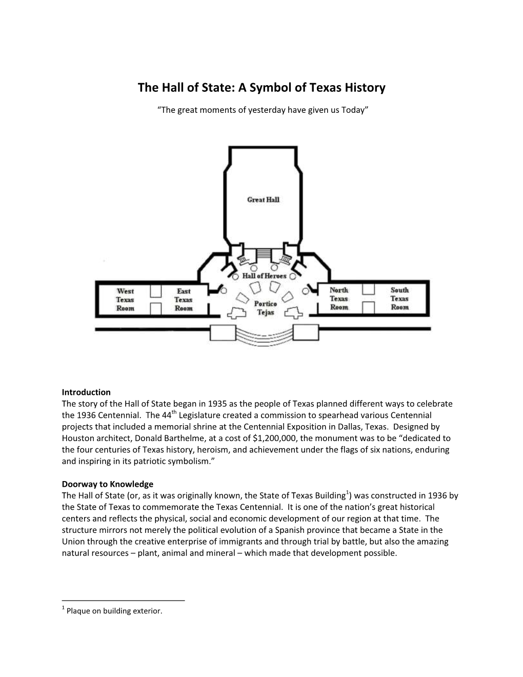 The Hall of State: a Symbol of Texas History