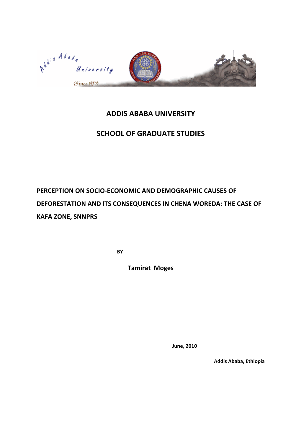 Addis Ababa University School of Graduate Studies