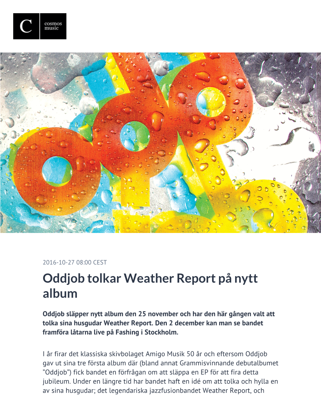 ​Oddjob Tolkar Weather Report På Nytt Album