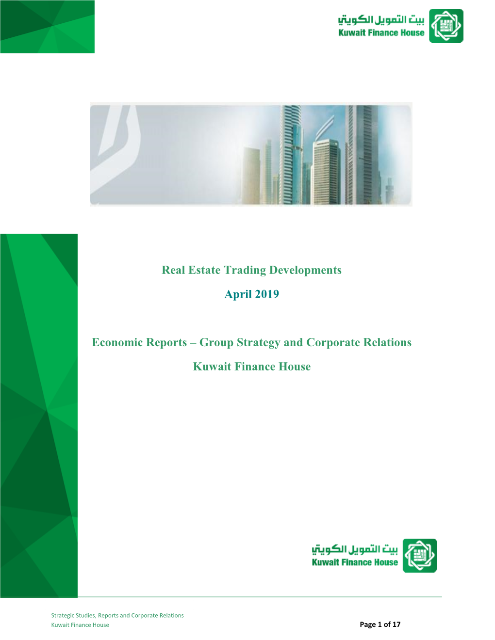 Real Estate Trading Developments April 2019 Economic Reports