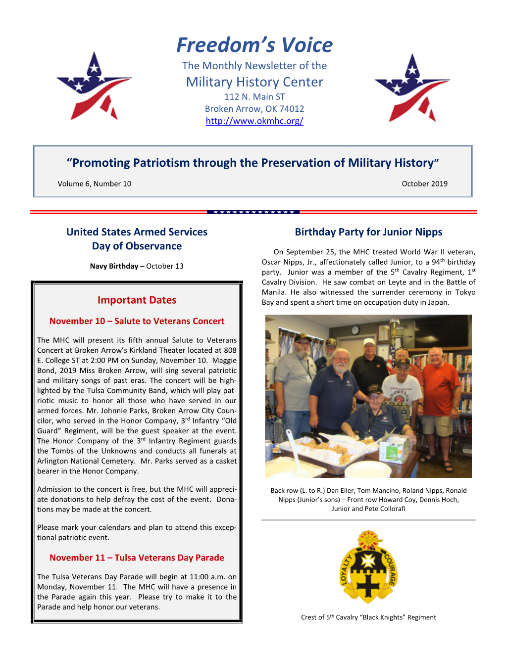 October 2019 Newsletter