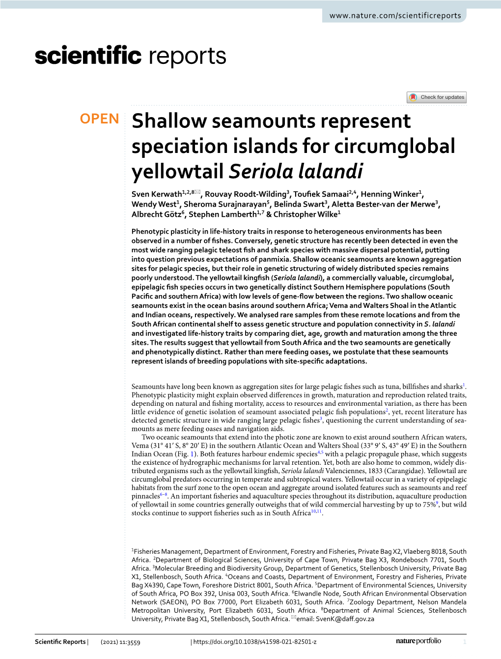 Shallow Seamounts Represent Speciation Islands for Circumglobal