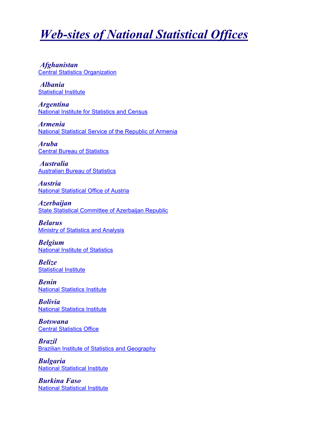 Web-Sites of National Statistical Offices