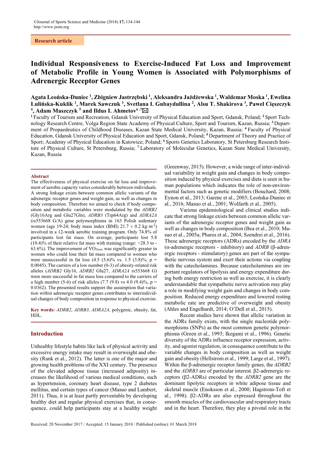 Individual Responsiveness to Exercise-Induced Fat Loss And