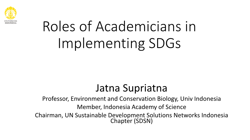 Roles of Academicians in Implementing Sdgs