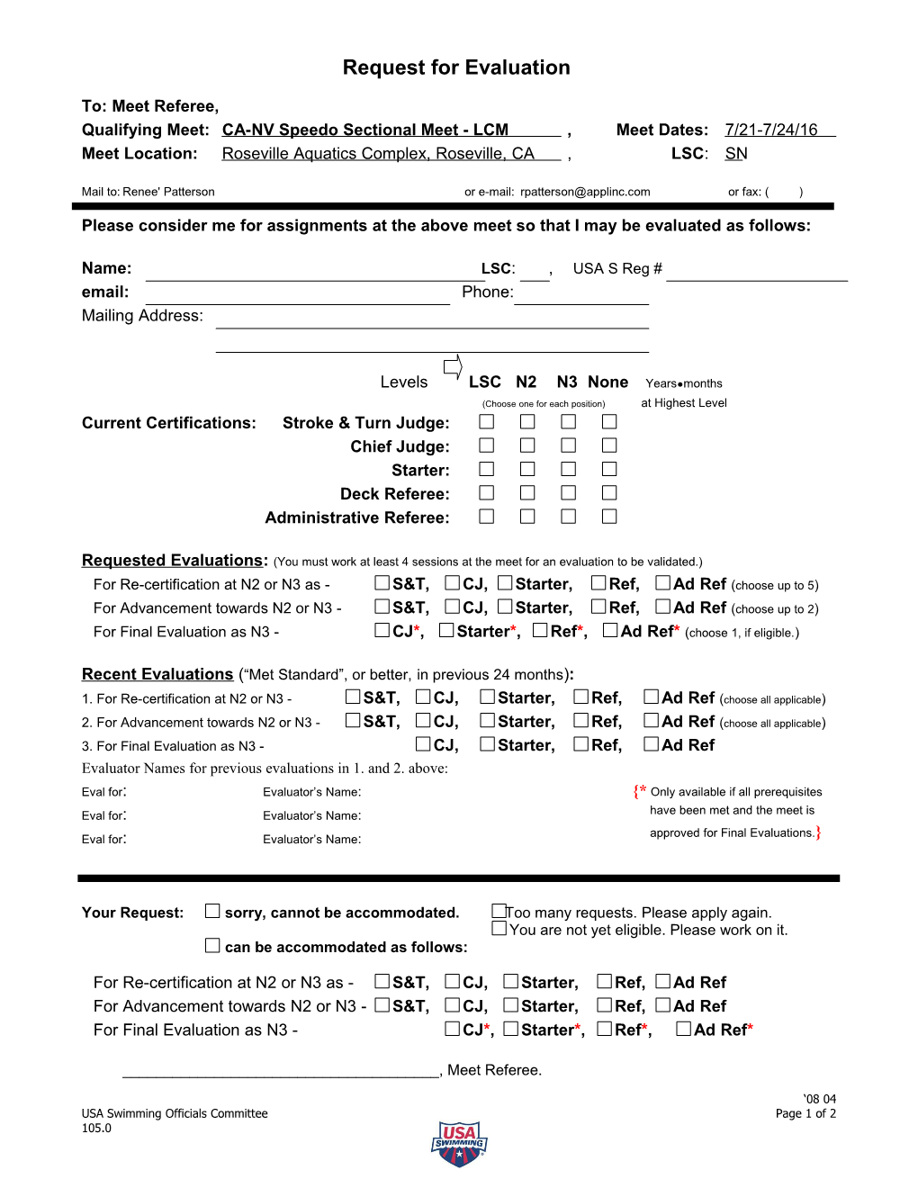 Request for Evaluation