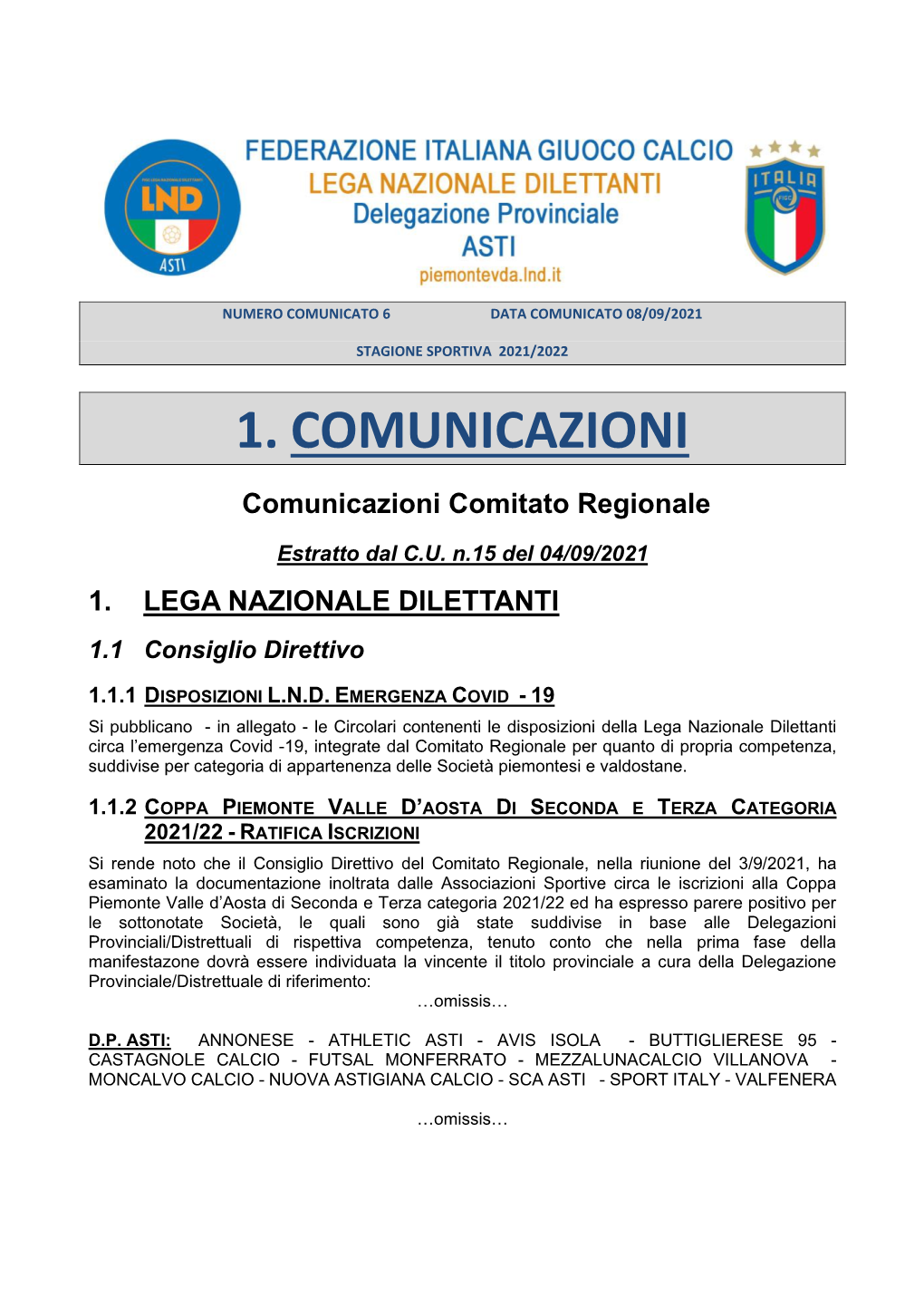 1. Comunicazioni