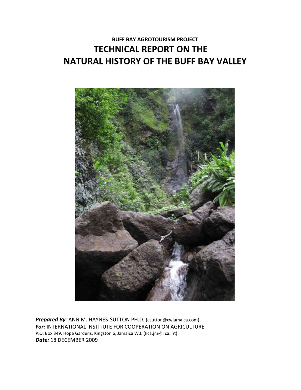 Technical Report on the Natural History of the Buff Bay Valley