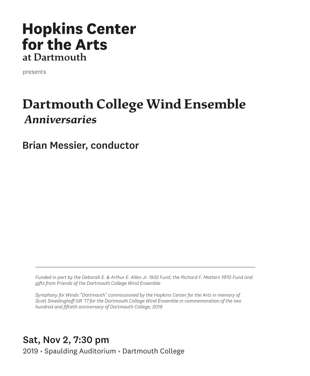 Dartmouth College Wind Ensemble Anniversaries