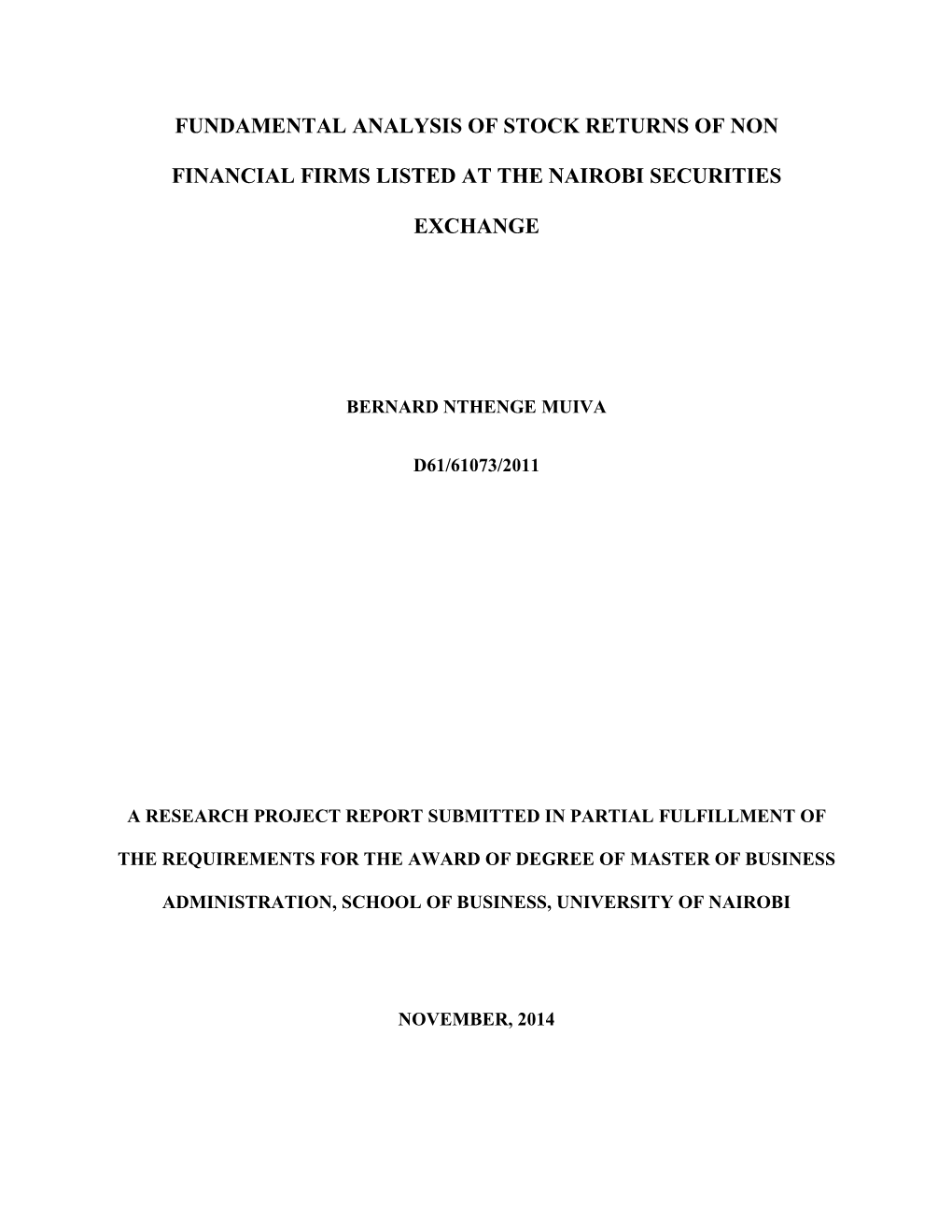 Fundamental Analysis of Stock Returns of Non Financial Firms Listed at The