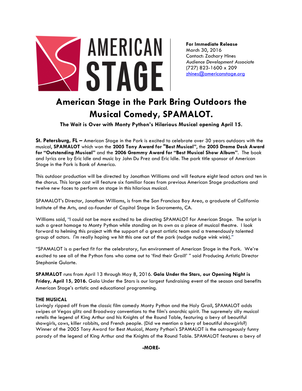 American Stage in the Park Bring Outdoors the Musical Comedy, SPAMALOT