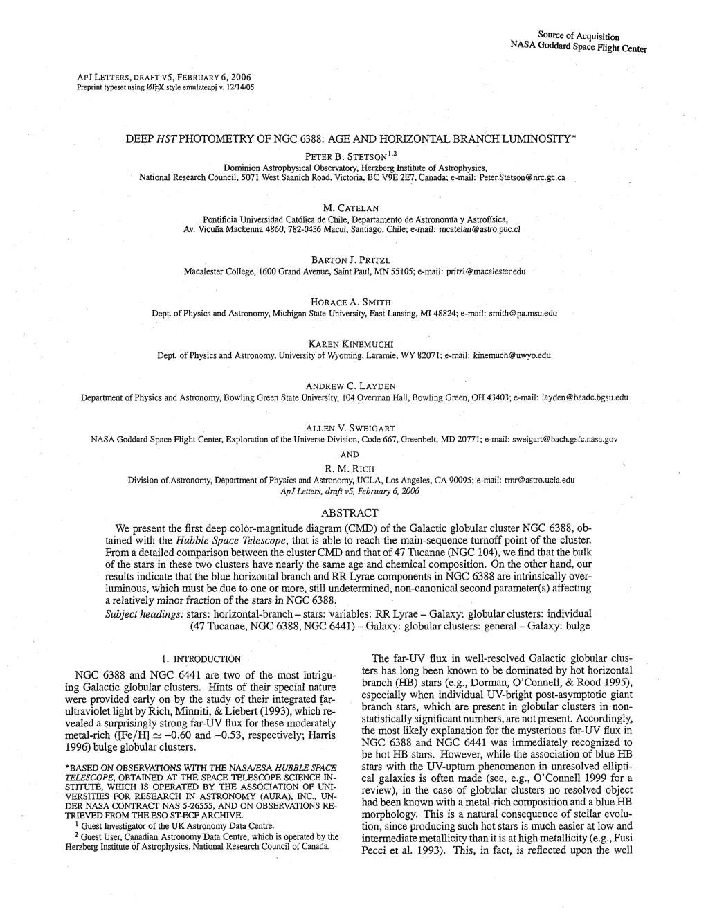 Deep Hstphotometry of Ngc 6388: Age and Horizontal Branch Luminosity * Peterb