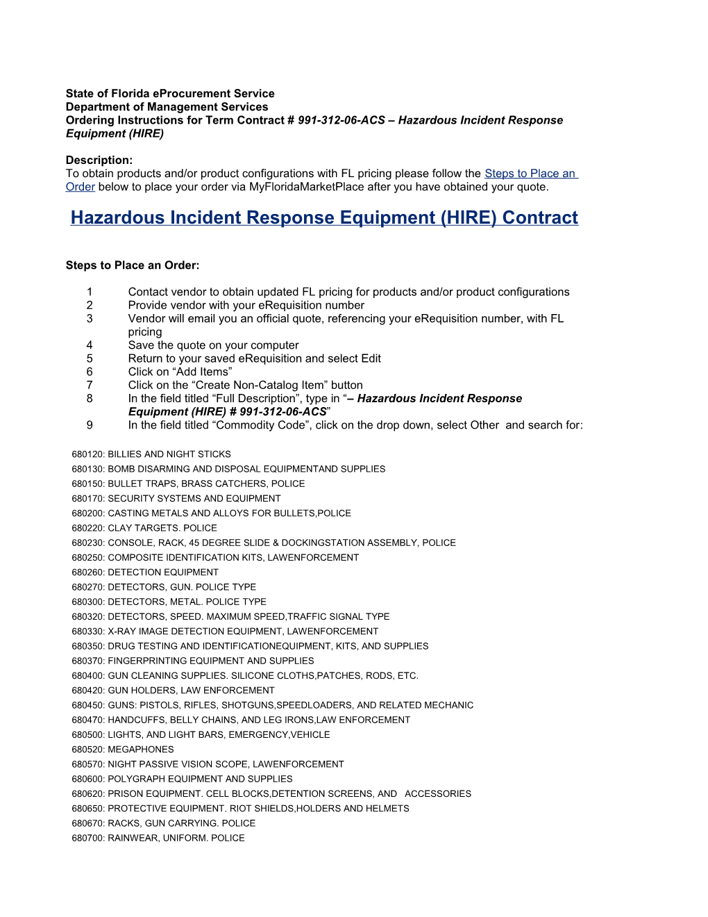 State of Florida Eprocurement Service