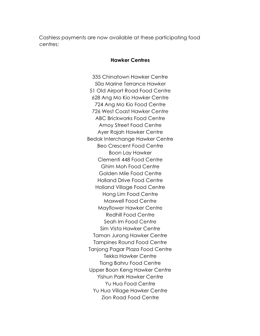 Cashless Payments Are Now Available at These Participating Food Centres