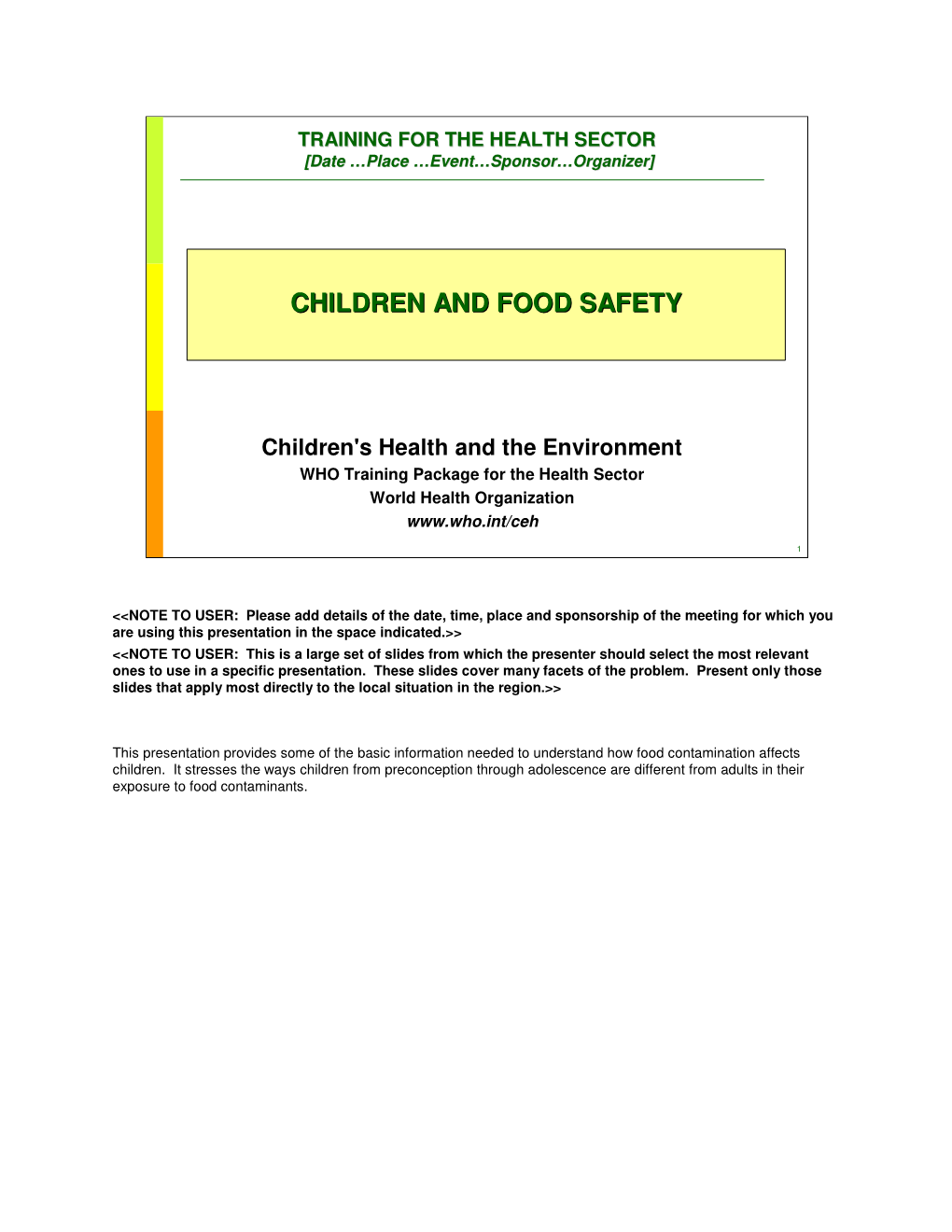 Children and Food Safety