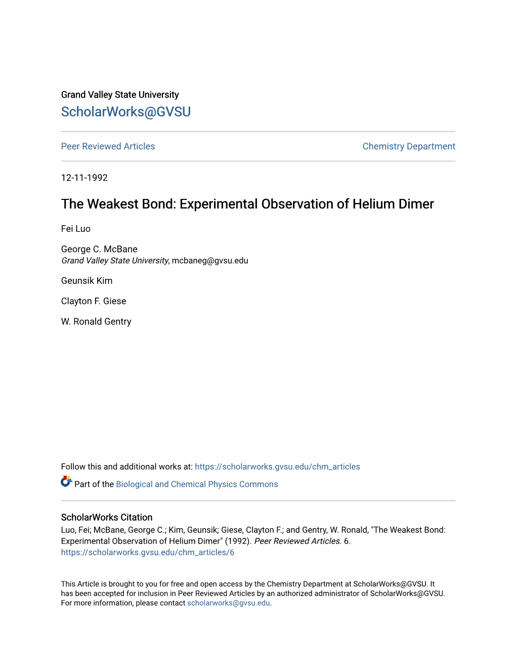 Experimental Observation of Helium Dimer