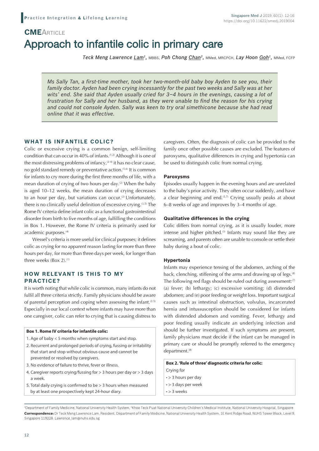 Approach to Infantile Colic in Primary Care