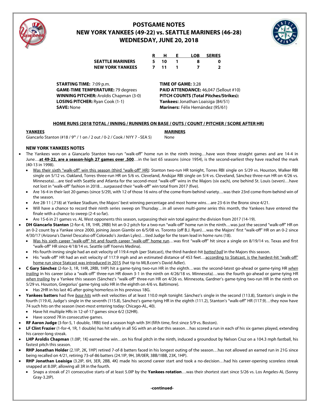 Post-Game Notes