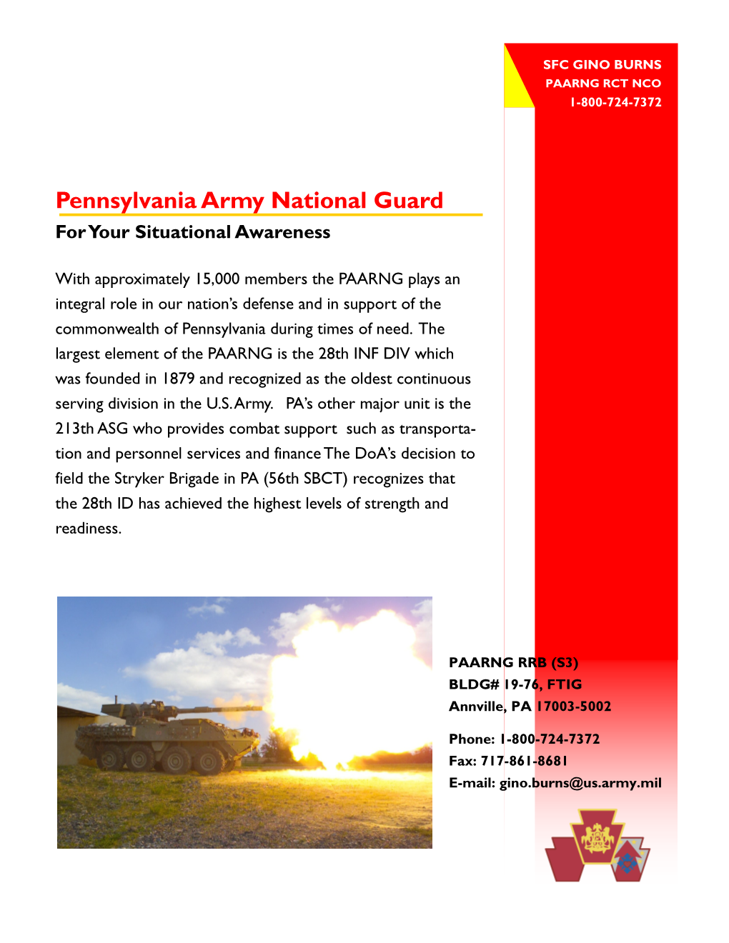 Pennsylvania Army National Guard for Your Situational Awareness