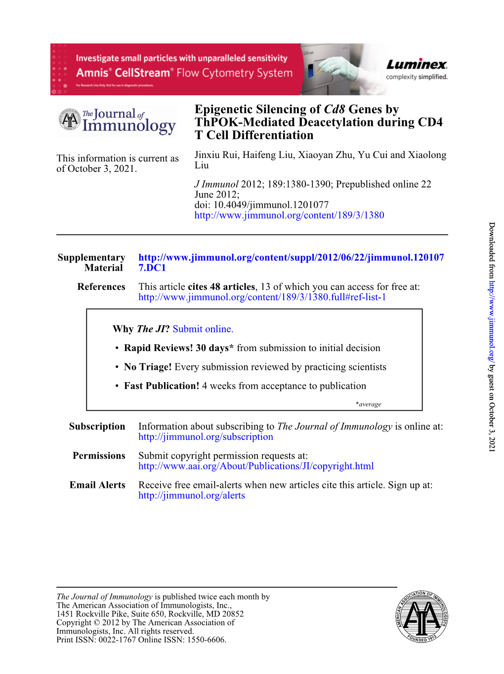 T Cell Differentiation Thpok-Mediated Deacetylation