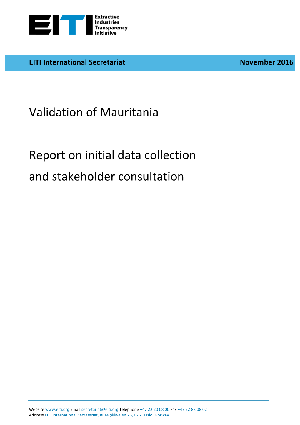 Mauritania Validation Initial Assessment