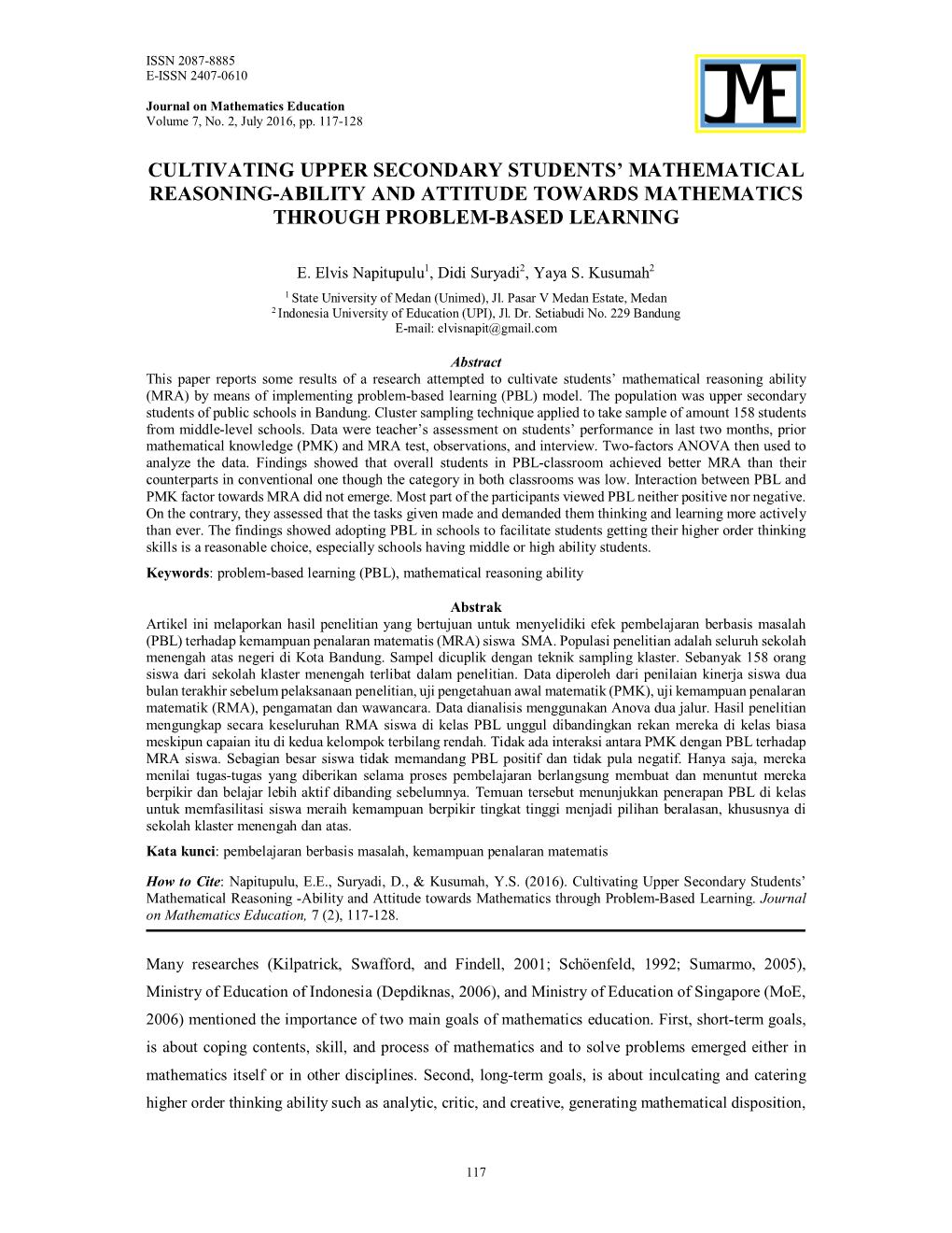 Cultivating Upper Secondary Students' Mathematical Reasoning-Ability And