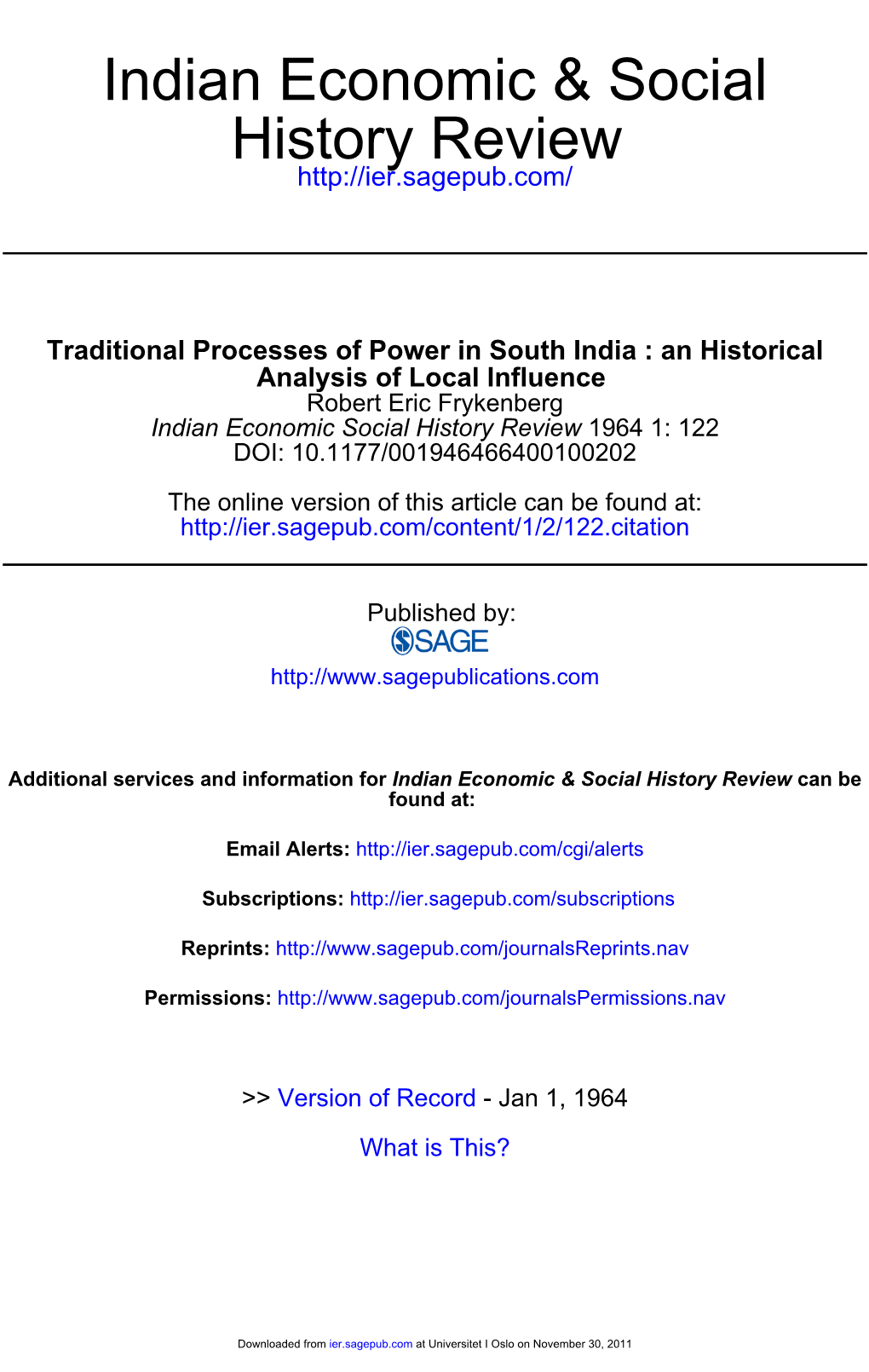 History Review Indian Economic & Social