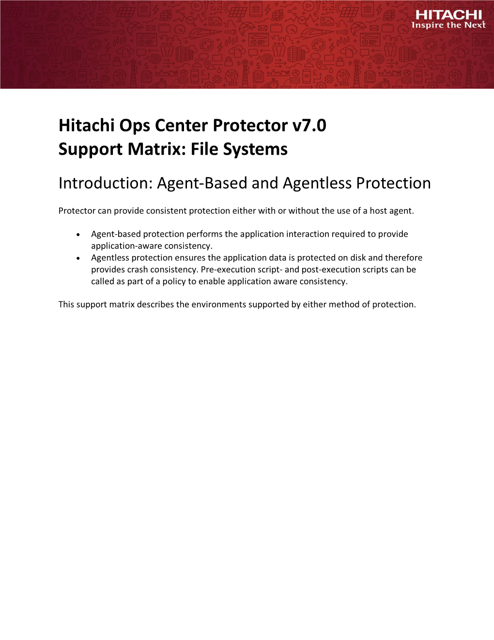 Ops Center Protector File System Support Matrix