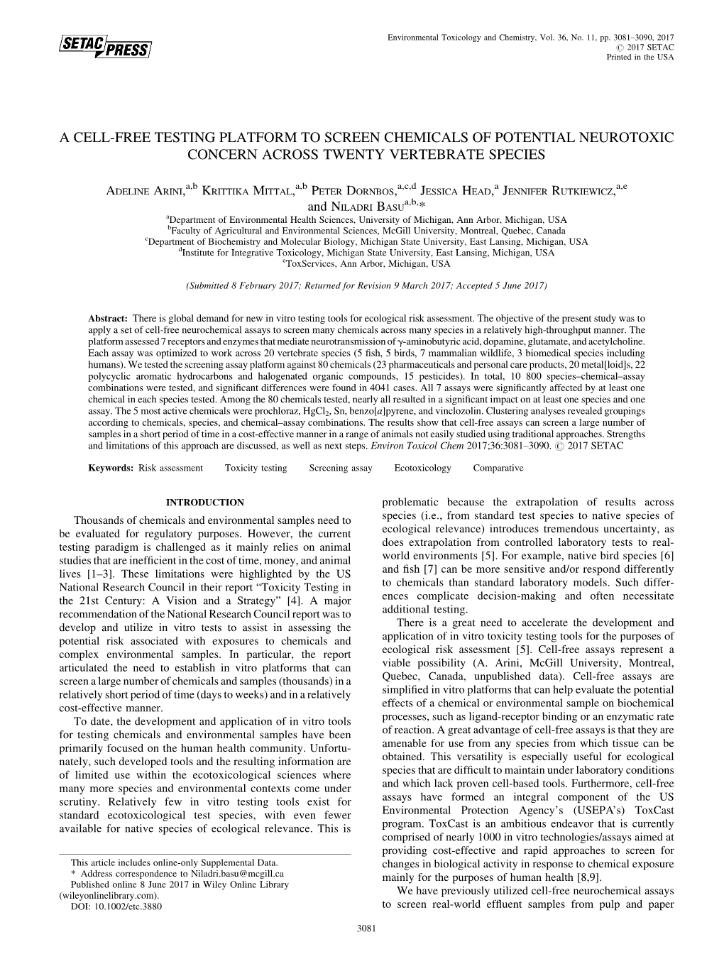 A Cell-Free Testing Platform to Screen Chemicals of Potential Neurotoxic Concern Across Twenty Vertebrate Species