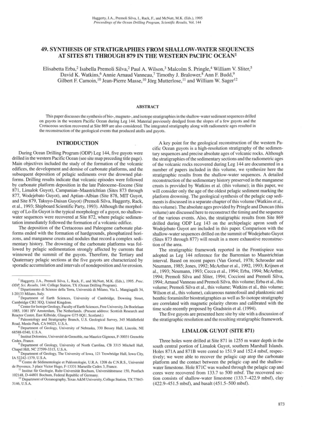 Ocean Drilling Program Scientific Results Volume