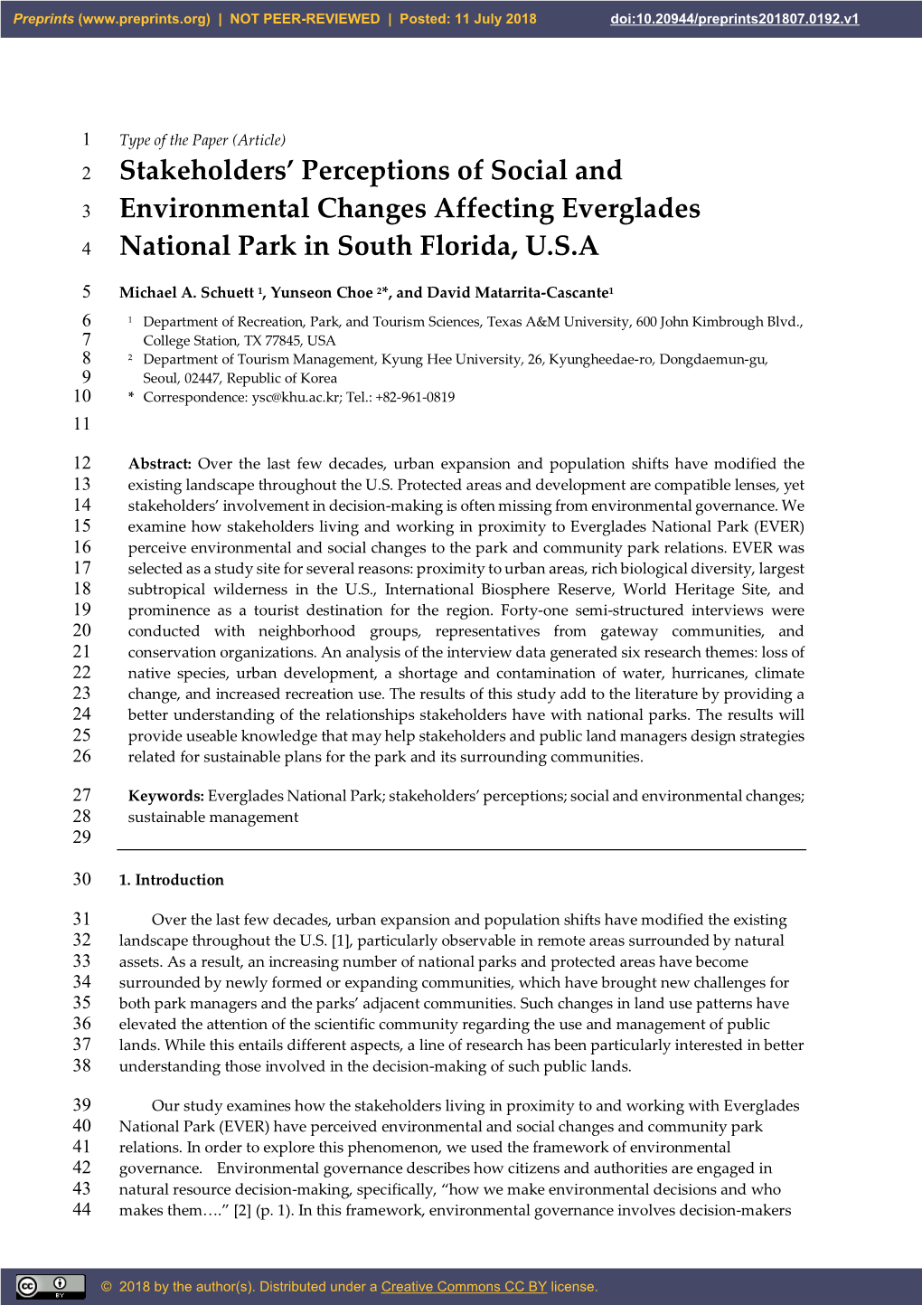 Stakeholders' Perceptions of Social and Environmental Changes