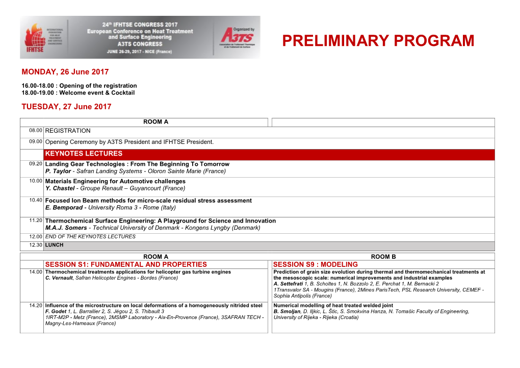 Preliminary Program