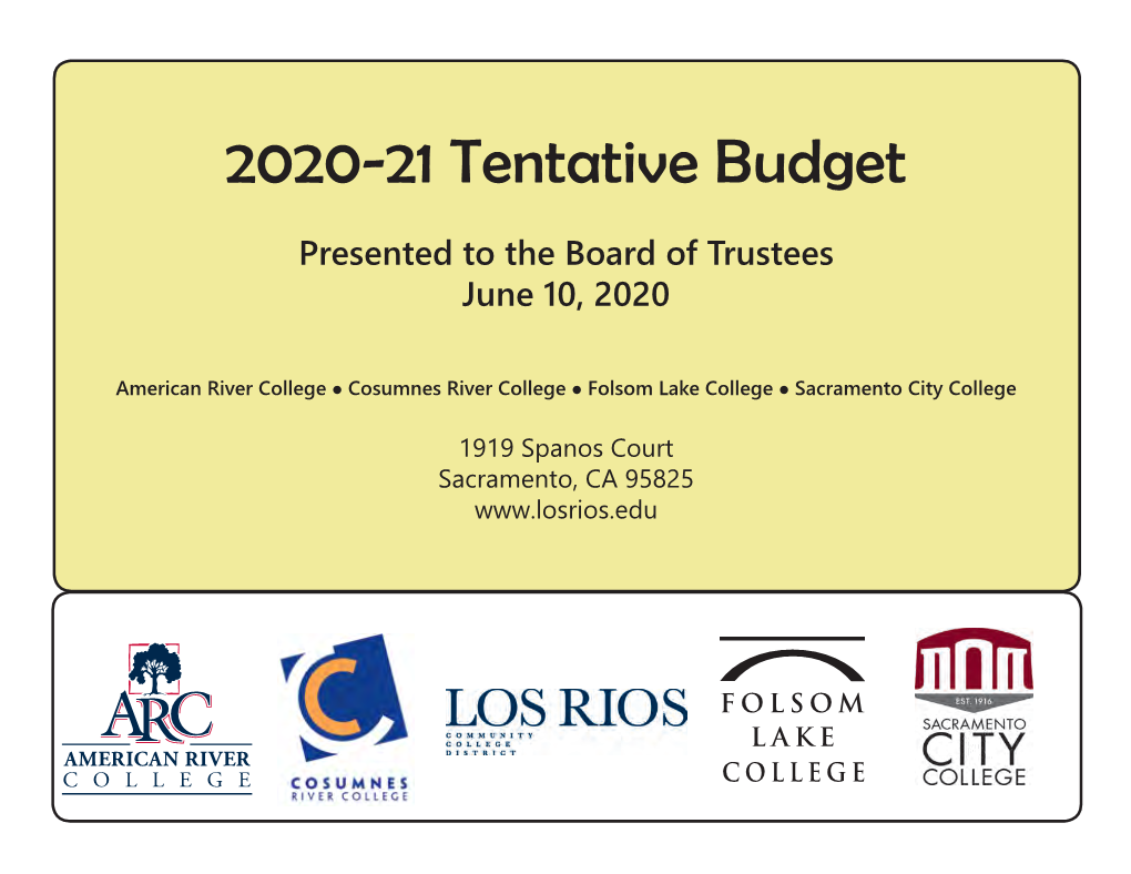 2020-21 Tentative Budget